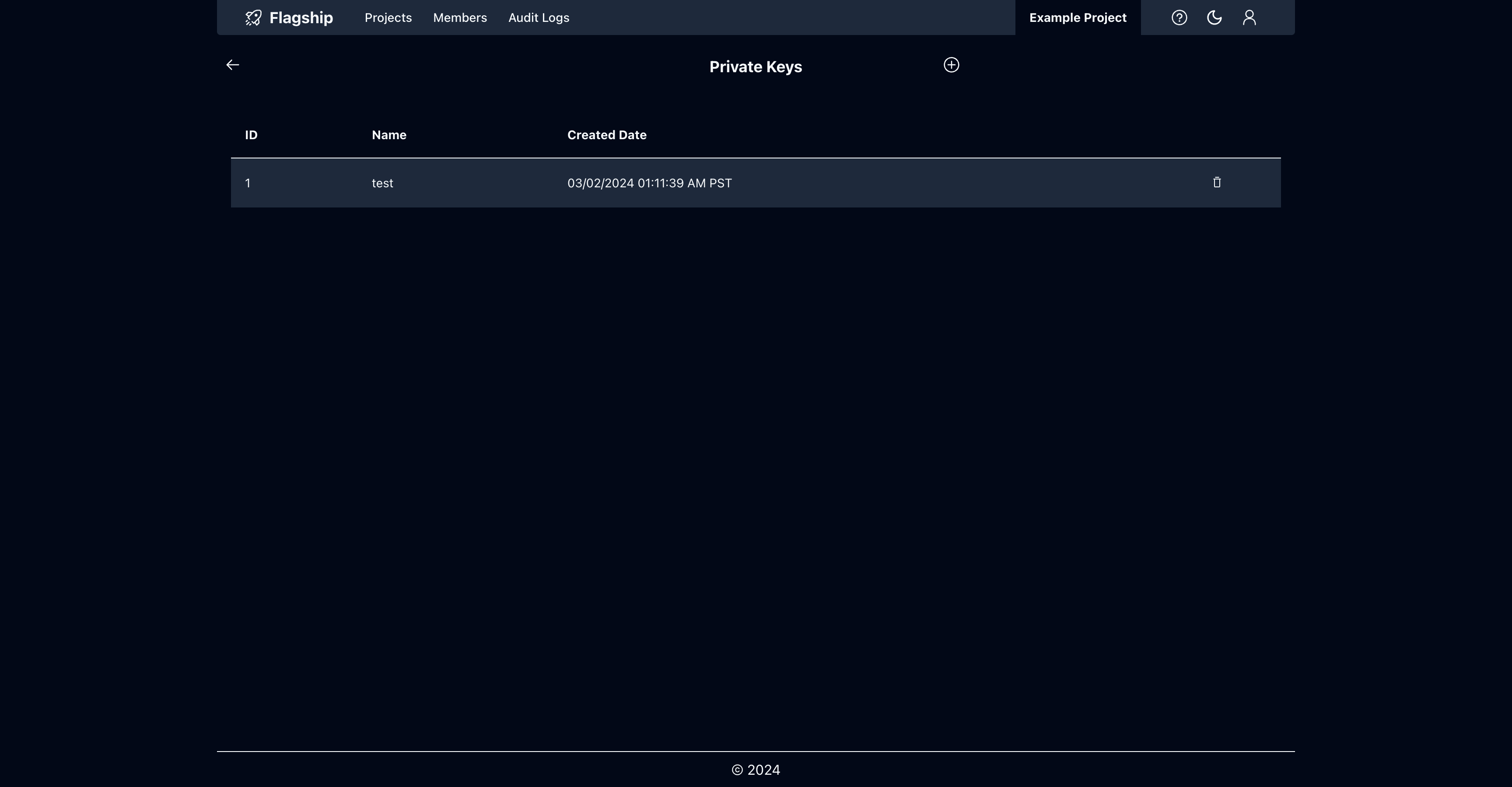 Project private keys